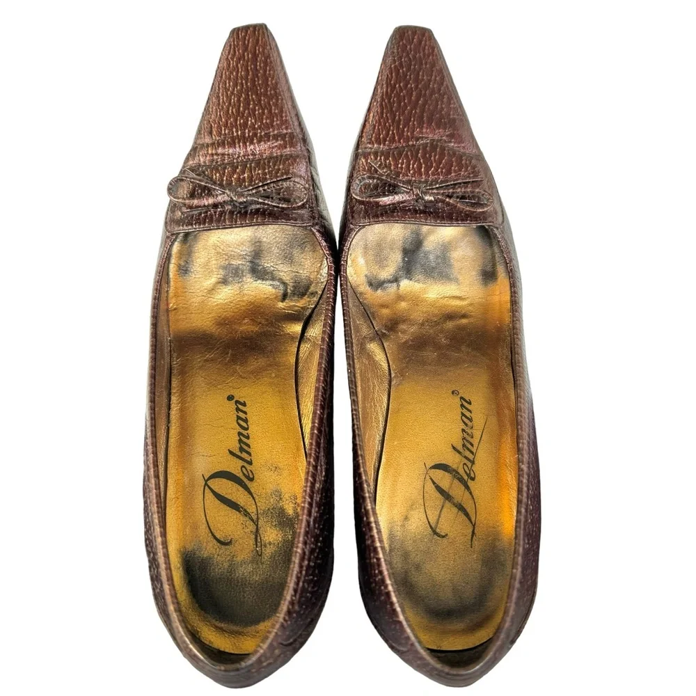 Delman Heels Metallic Brown Pumps